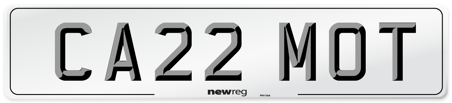 CA22 MOT Number Plate from New Reg